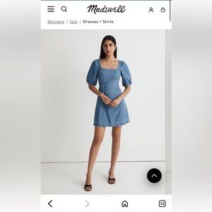 Madewell Blue Puff Sleeve Mini Dress